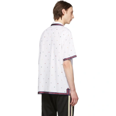 Shop Gucci White Fil Coupe Multi Symbol Bowling Shirt In 9692 White