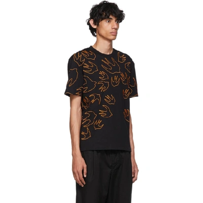 Shop Mcq By Alexander Mcqueen Mcq Alexander Mcqueen Black And Orange Embroidered Swallow T-shirt In 1000 Black