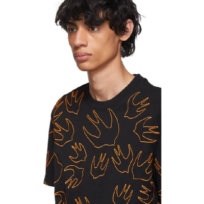 Shop Mcq By Alexander Mcqueen Mcq Alexander Mcqueen Black And Orange Embroidered Swallow T-shirt In 1000 Black