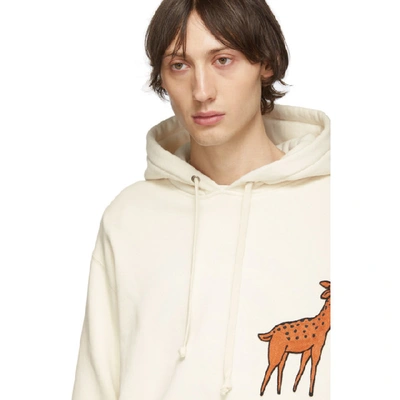 Shop Gucci Off-white Gg Deer Hoodie In 9230 White