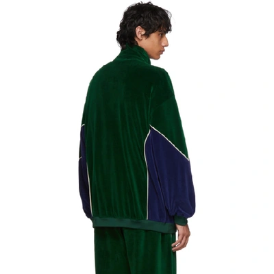 Shop Gucci Green And Blue Velvet Jacket In 3055 Green