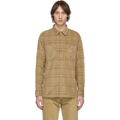 Shop Apc A.p.c. Beige Plaid Corduroy Tundra Shirt In Beige Fonce