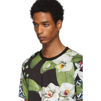 Shop Dolce & Gabbana Dolce And Gabbana Multicolor Orchid Print T-shirt In Hnih1 Blkor
