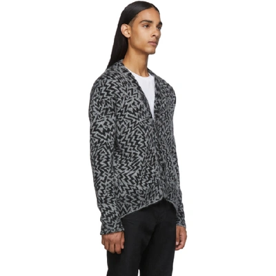 Shop Saint Laurent Grey And Black Jacquard Comic Cardigan In 1407 Gryblk