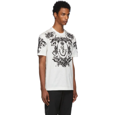 Shop Dolce & Gabbana Dolce And Gabbana White Logo Flocked T-shirt In W0111 White