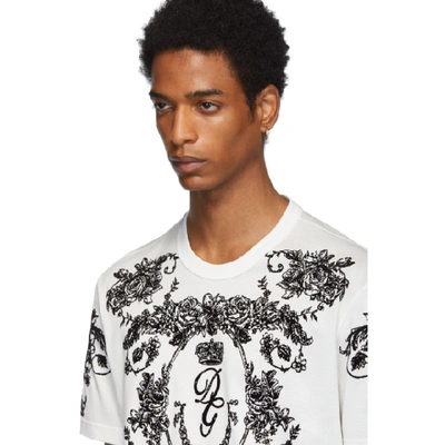 Shop Dolce & Gabbana Dolce And Gabbana White Logo Flocked T-shirt In W0111 White