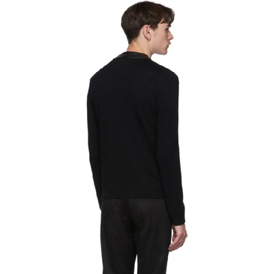 Shop Saint Laurent Black Cashmere Leather Cardigan In 1000 Black