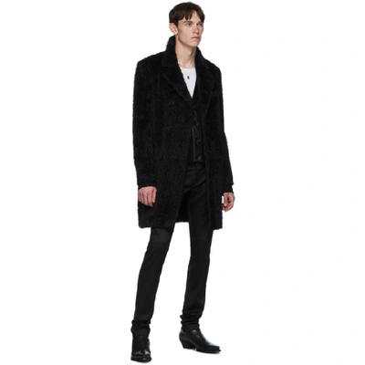 Shop Saint Laurent Black Cashmere Leather Cardigan In 1000 Black