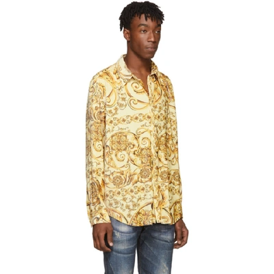 Shop Martine Rose Yellow Classic Pleated Shirt In Baroqgold