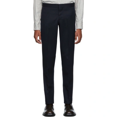 Shop Thom Browne Navy Skinny Unconstructed Trousers In 415 Navy