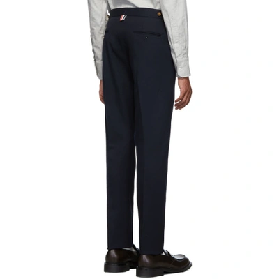 Shop Thom Browne Navy Skinny Unconstructed Trousers In 415 Navy