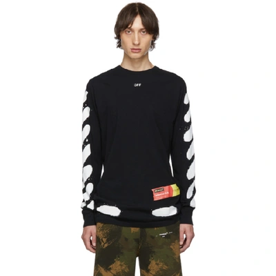 Shop Off-white Ssense Exclusive Black Incomplete Spray Paint Long Sleeve T-shirt In 1001 Black