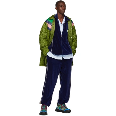 Shop Gucci Navy Zipover Jacket In 4541 Blue
