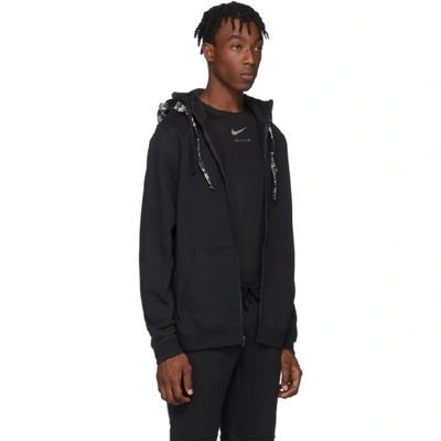 Shop Alyx 1017  9sm Black And White Nike Edition Double Hood Zip Hoodie In Blk0001