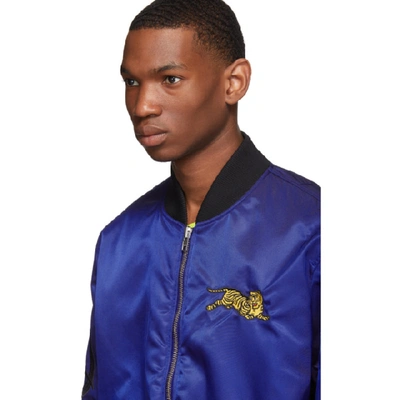 Shop Kenzo Blue Jumping Tiger Bomber Jacket In 74 Frenchbl