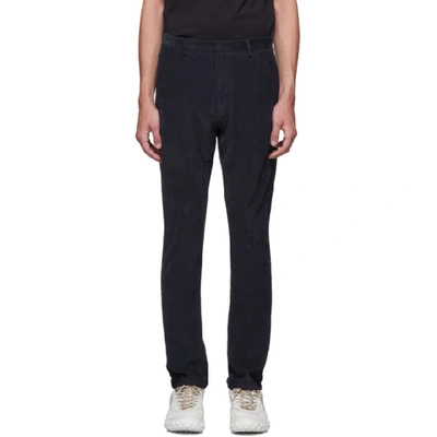 Shop Hugo Navy Corduroy Trousers In 405 Drkblue