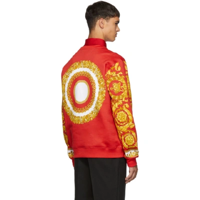 Shop Versace Red And Yellow Barocco Print Sweatshirt In A743 Redgld