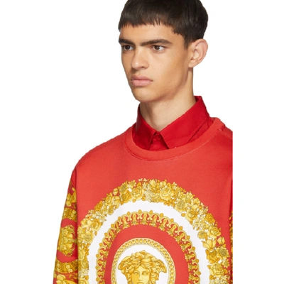 Shop Versace Red And Yellow Barocco Print Sweatshirt In A743 Redgld