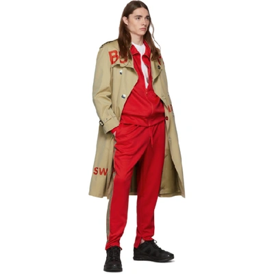 Shop Burberry Red Icon Stripe Sorrento Lounge Pants In Bright Red