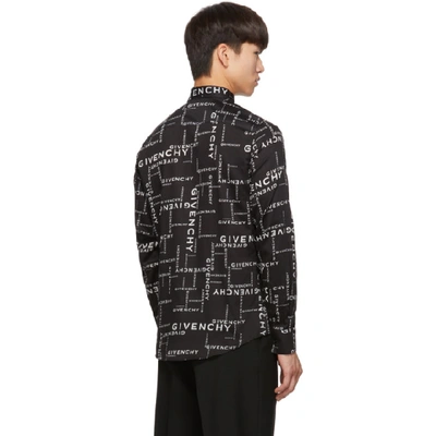 Shop Givenchy Black And White All Over Logo Shirt In 004-blkwht