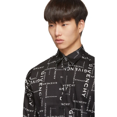 Shop Givenchy Black And White All Over Logo Shirt In 004-blkwht