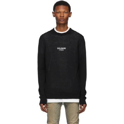 Shop Balmain Black Logo Sweater In 0pa Noir