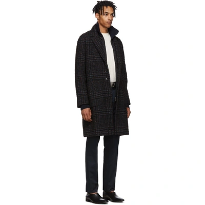 Shop Etro Navy Deconstructed Coat In 200 Blue