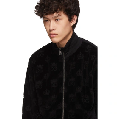 Shop Dolce & Gabbana Dolce And Gabbana Black Velvet Crown Track Jacket In N0000 Black