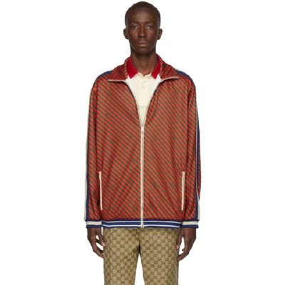 Shop Gucci Red Allover Stripe Jacket In 6208 Red