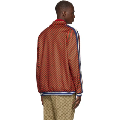 Shop Gucci Red Allover Stripe Jacket In 6208 Red