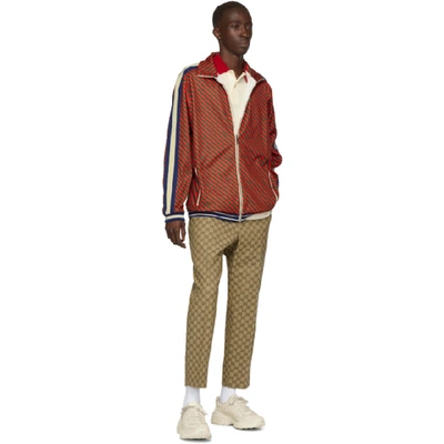 Shop Gucci Red Allover Stripe Jacket In 6208 Red