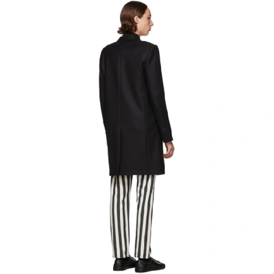 Shop Saint Laurent Black Wool Straight Coat