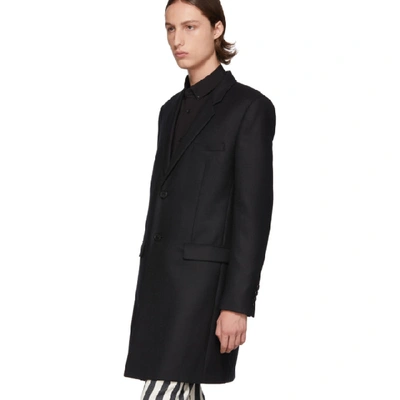 Shop Saint Laurent Black Wool Straight Coat