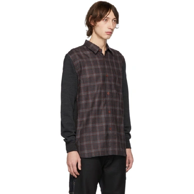 Shop Junya Watanabe Grey Wool Panelled Flannel Shirt In 1 Gryred