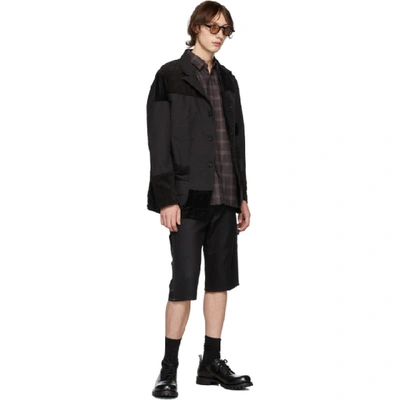 Shop Junya Watanabe Grey Wool Panelled Flannel Shirt In 1 Gryred