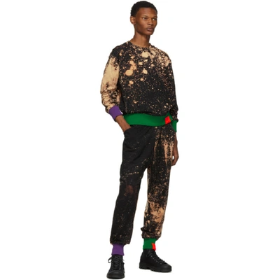 Shop S.r. Studio. La. Ca. Black Soto Hand-bleached Contrast Rib Lounge Pants In Bbgp Blkble