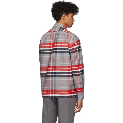 Shop Thom Browne Red And Navy Zip-up Norfolk Shirt In Rwbwht 960