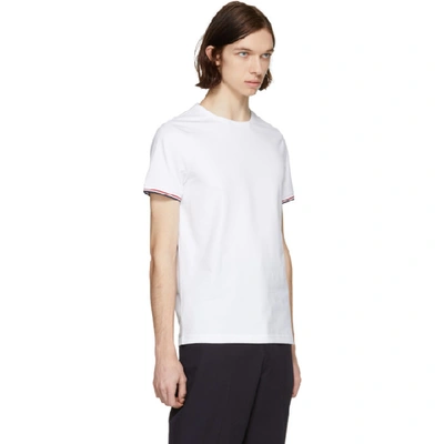 Shop Moncler White Flag Sleeves T-shirt In 001 White