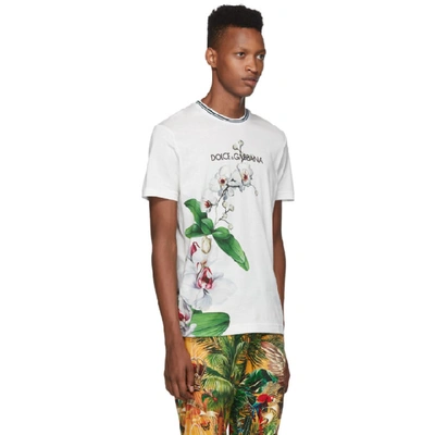 Shop Dolce & Gabbana Dolce And Gabbana White Orchid Print T-shirt In Hwih1 Hawai