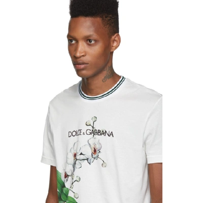 Shop Dolce & Gabbana Dolce And Gabbana White Orchid Print T-shirt In Hwih1 Hawai