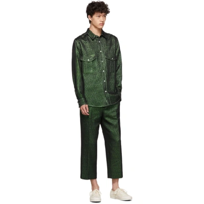 Shop Sies Marjan Green Lurex Cropped Trousers