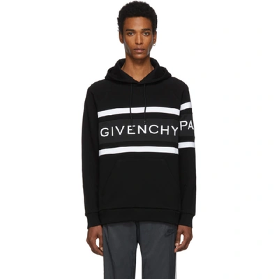 Shop Givenchy Black Contrasting Stripes Hoodie