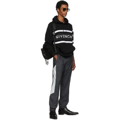 Shop Givenchy Black Contrasting Stripes Hoodie