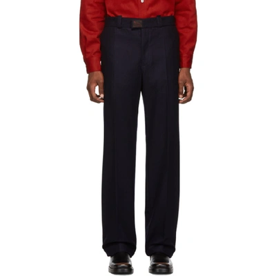 Shop Raf Simons Navy Wool Classic Trousers In 00044 Navy
