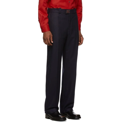 Shop Raf Simons Navy Wool Classic Trousers In 00044 Navy