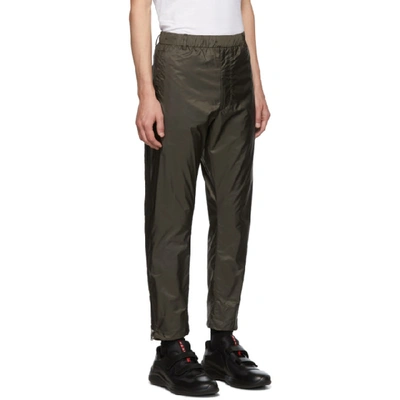 Shop Prada Khaki Nylon Side Zip Trousers In Navy