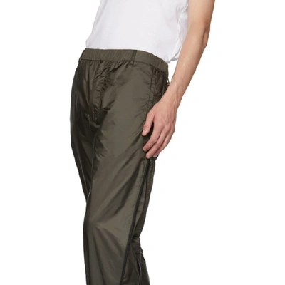 Shop Prada Khaki Nylon Side Zip Trousers In Navy