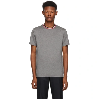 Shop Moncler Grey Maglia Contrast Collar T-shirt In 124-987.gry