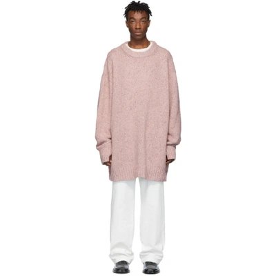 Shop Maison Margiela Pink Oversized Crewneck Sweater In 237 Pnk