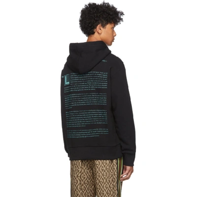 Shop Gucci Black And Blue Manifesto Hoodie In 1005 Black/